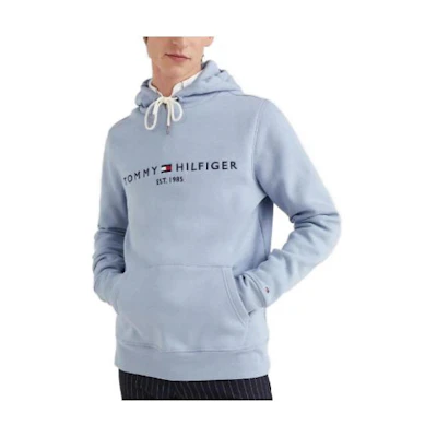 Tommy Hilfiger Embroidered Logo Pullover Hoodie Light Blue Long Sleeve M78J9503-DY5