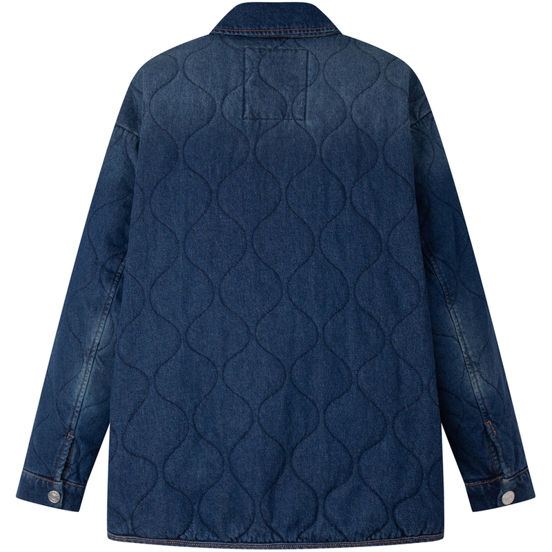 Purchase 汤米·希尔费格刺绣绗缝领宽松版棉夹克牛仔蓝男女款 DM0DM20433