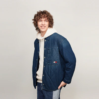 汤米·希尔费格刺绣绗缝领宽松版棉夹克牛仔蓝男女款 DM0DM20433 Details for 汤米·希尔费格刺绣绗缝领宽松版棉夹克牛仔蓝男女款 DM0DM20433