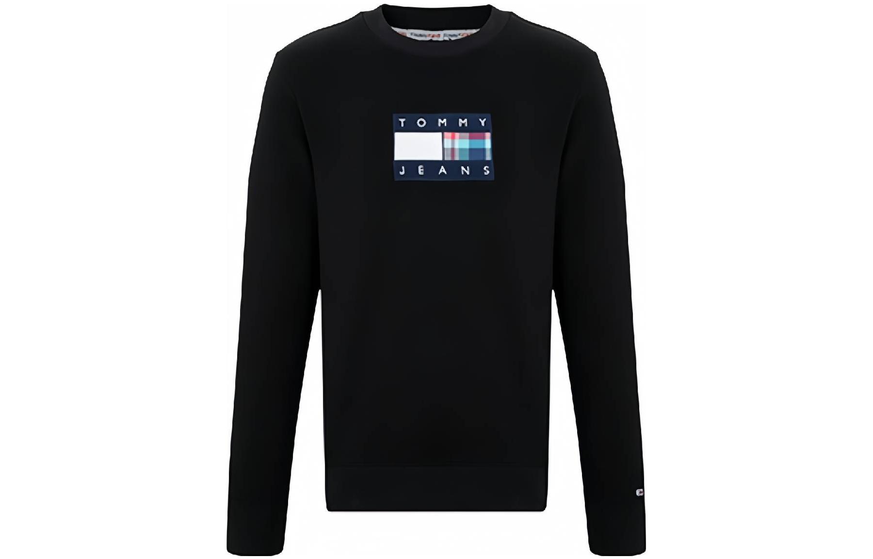 Tommy Hilfiger Embroidered Slim Fit Crewneck Sweatshirt Black Long Sleeve DM0DM15704-BDS