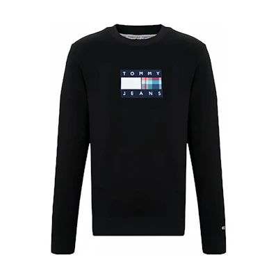 Tommy Hilfiger Embroidered Slim Fit Crewneck Sweatshirt Black Long Sleeve DM0DM15704-BDS