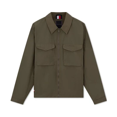 Tommy Hilfiger Embroidered Zip-Up Military Green Casual Workwear Jacket MW0MW34462-RBN