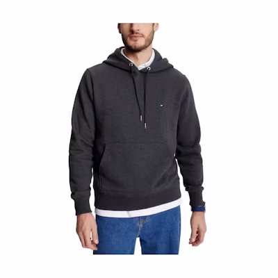 Tommy Hilfiger Flag Logo Embroidered Hoodie Men’s Pullover - Dark Gray M78J8225-7TH