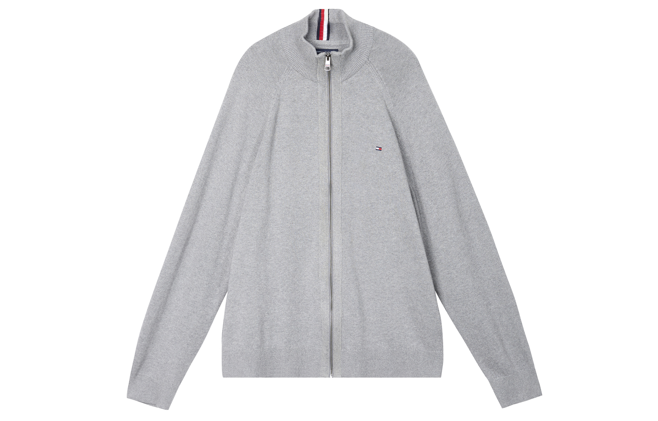 Tommy Hilfiger Flag Logo Grey Zip-Up Cardigan Sweatshirt for Men 78J9322-P7D
