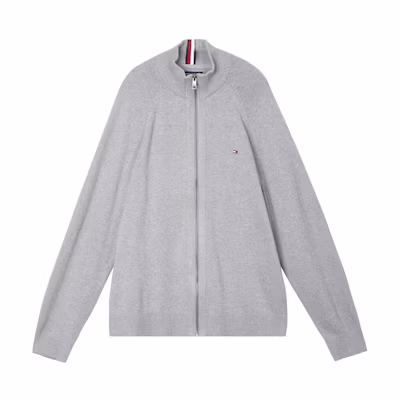 Tommy Hilfiger Flag Logo Grey Zip-Up Cardigan Sweatshirt for Men 78J9322-P7D