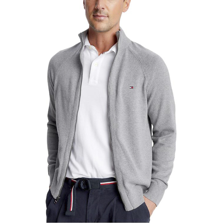 Purchase 汤米希尔费格男士灰色拉链旗标开衫卫衣 78J9322-P7D
