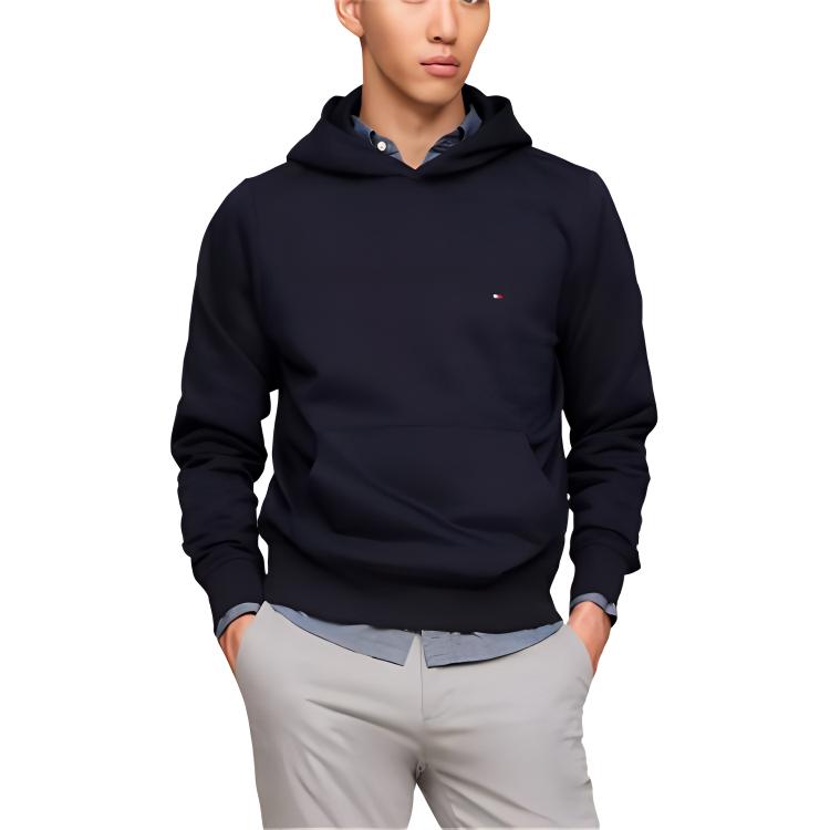 Tommy Hilfiger Flag Logo Hoodie Navy Blue Pullover Sweatshirt MW34266-DW5