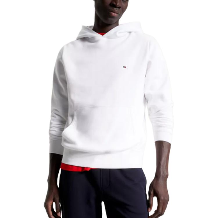 Tommy Hilfiger Flag Logo Hoodie White Long Sleeve Pullover MW34266-YBR