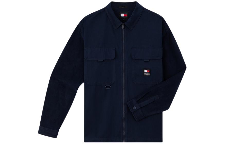 Tommy Hilfiger Fleece Retro Patchwork Shirt Jacket - Deep Blue DM0DM18316