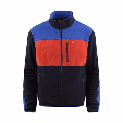 Tommy Hilfiger Fleece Zip Jacket Blue Red Colorblock Fall Winter Warmth 152AF777