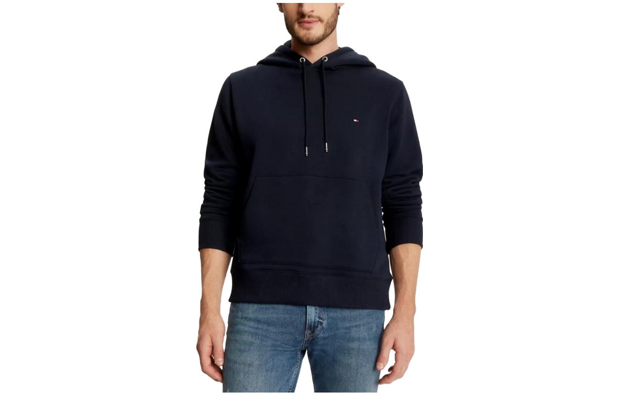 Tommy Hilfiger FW223 Flag Logo Embroidered Hoodie Navy Blue Pullover 78J8225-FAP