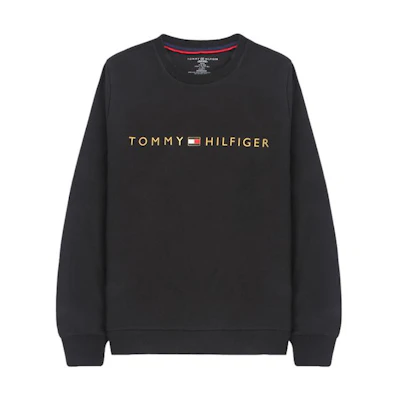 Tommy Hilfiger FW22 Black Crewneck Logo Print Long Sleeve Sweatshirt 09T3896-001