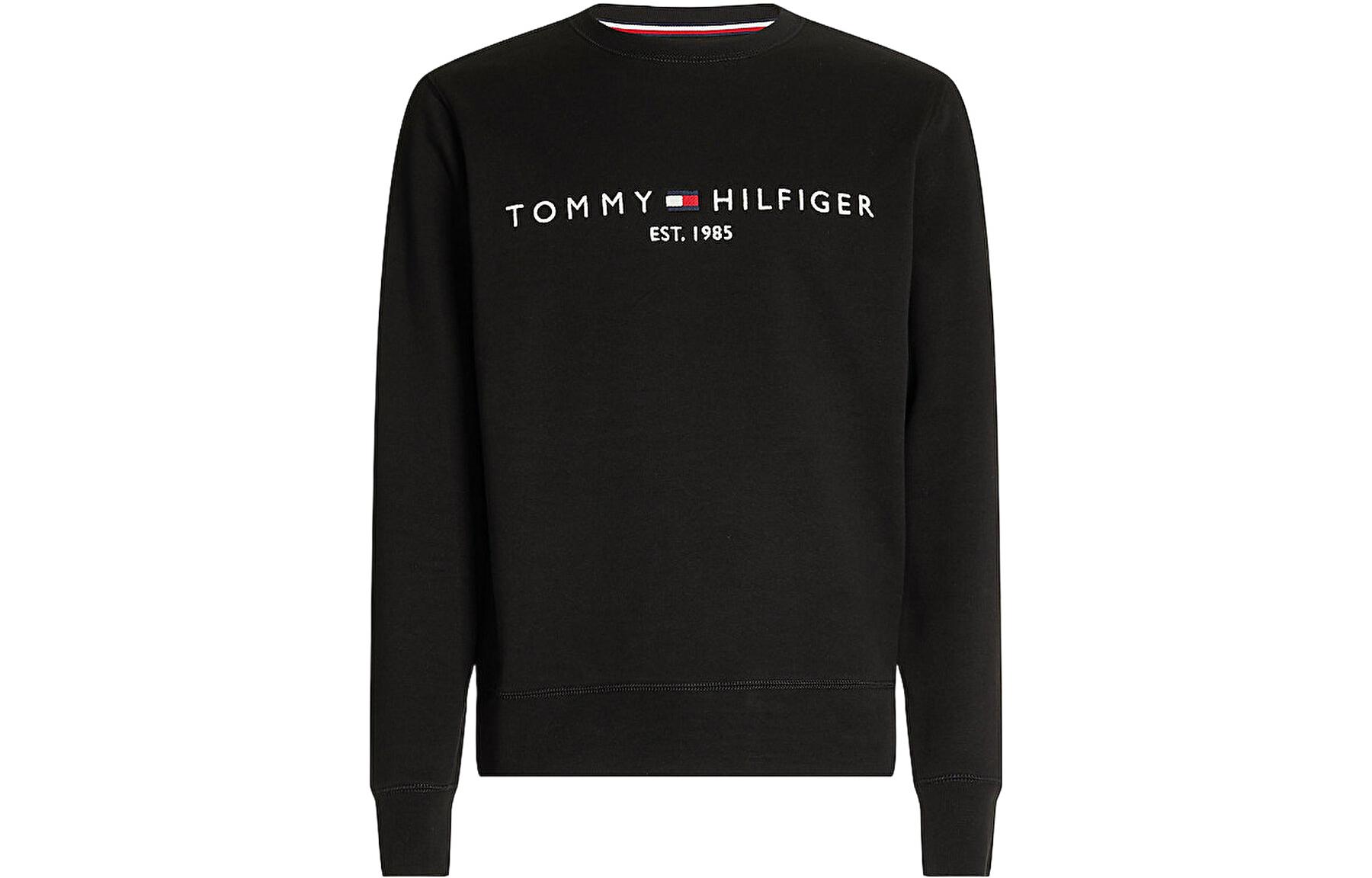 Tommy Hilfiger FW22 Black Crewneck Sweatshirt with Logo Print MW0MW11596BDS