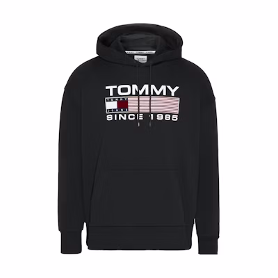 Tommy Hilfiger FW22 Black Pullover Sweatshirt with Letter Print DM0DM15009-BDS