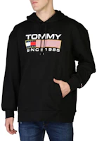 Shop Tommy Hilfiger FW22 Black Pullover Sweatshirt with Letter Print DM0DM15009-BDS