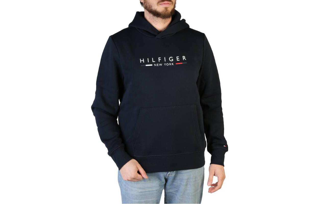 Tommy Hilfiger FW22 Blue Solid Sweatshirt with Letter Print Edition MW0MW29301-DW5