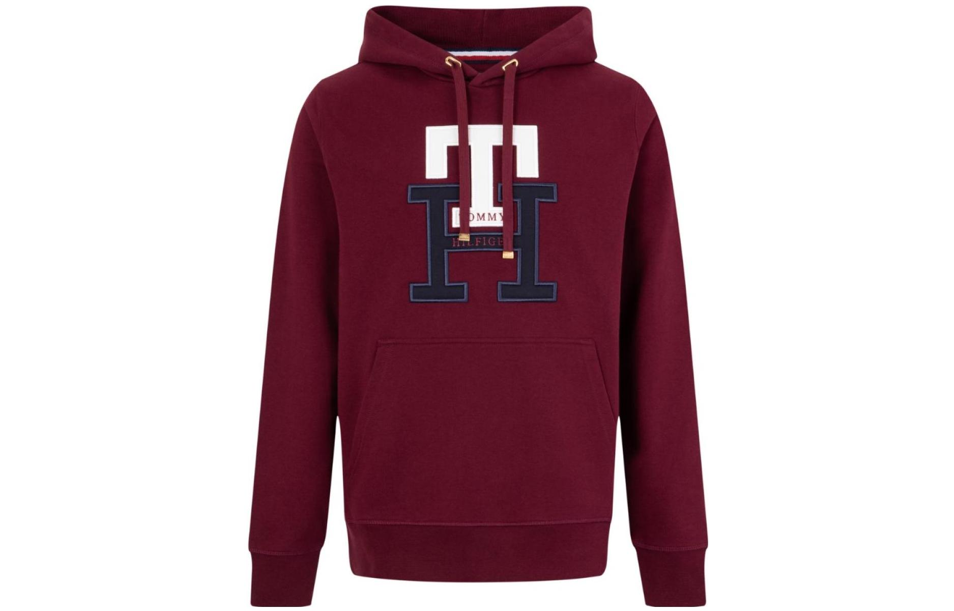 Tommy Hilfiger FW22 Burgundy Logo Hoodie Unisex Pullover Sweatshirt MW0MW28187-VLP