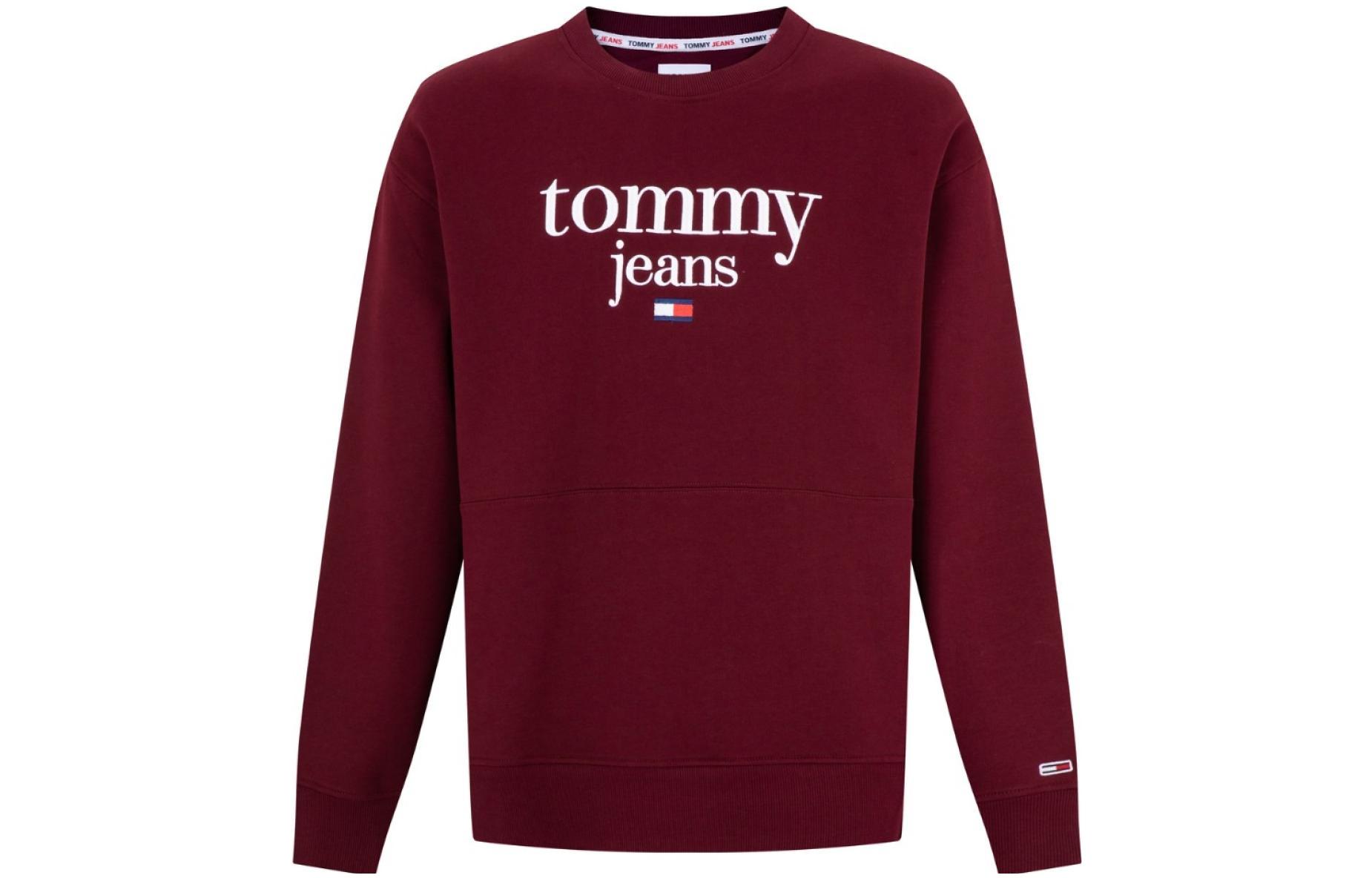 Tommy Hilfiger FW22 Embroidered Logo Crewneck Sweatshirt Men’s Red-Brown DM0DM15029-VLP