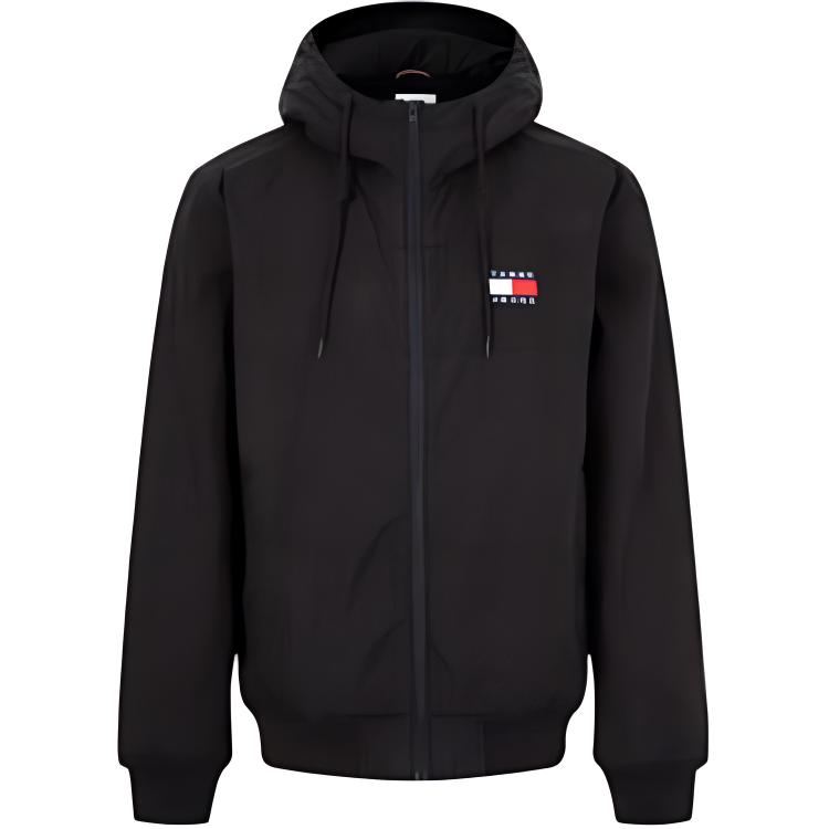 Tommy Hilfiger FW22 Flag Logo Hooded Jacket Black DM0DM14452-BDS