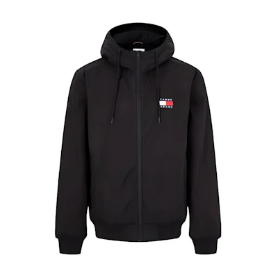 Tommy Hilfiger FW22 Flag Logo Hooded Jacket Black DM0DM14452-BDS