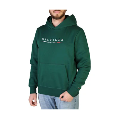 Tommy Hilfiger FW22 Green Logo Print Pullover Hoodie Long Sleeve MW0MW29301-L4O