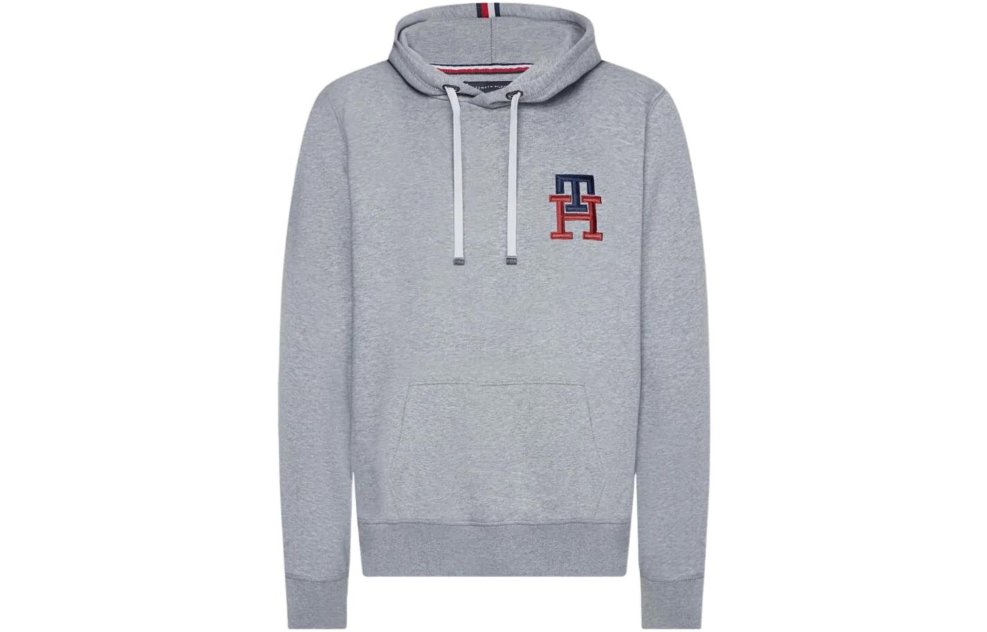Tommy Hilfiger FW22 Letter Embroidered Hoodie Pullover Gray MW0MW28677ZN2