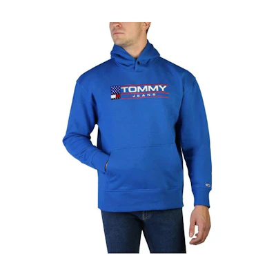 Tommy Hilfiger FW22 Letter Embroidery Drawstring Hoodie Blue DM0DM15685-C6W