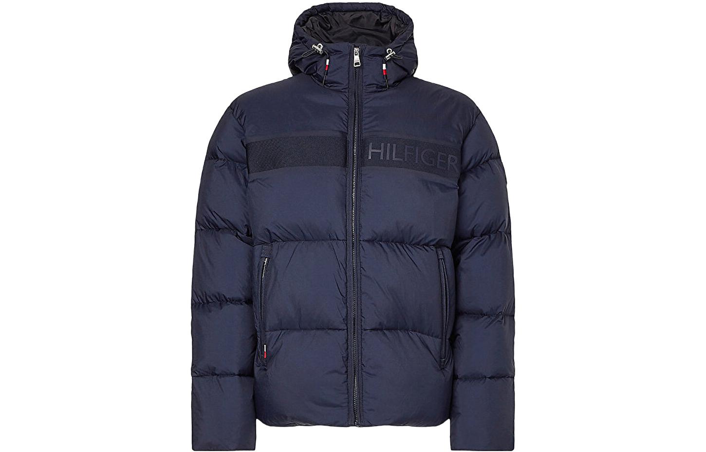 Tommy Hilfiger FW22 Letter Logo Zip-Up Hoodie Jacket Blue Men MW0MW27679-DW5