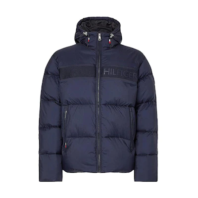 Tommy Hilfiger FW22 Letter Logo Zip-Up Hoodie Jacket Blue Men MW0MW27679-DW5