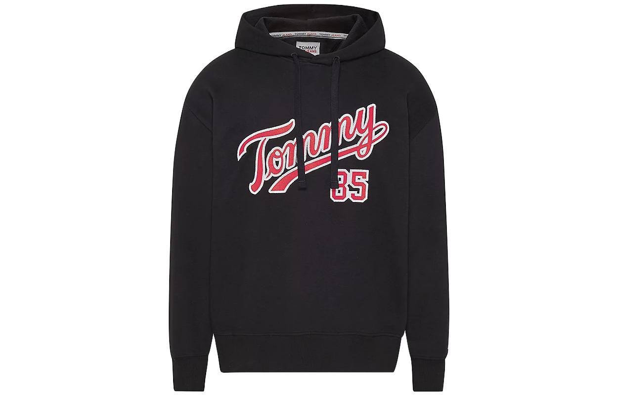 Tommy Hilfiger FW22 Letter Print Pullover Hoodie Black - Long Sleeve DM0DM15711-BDS