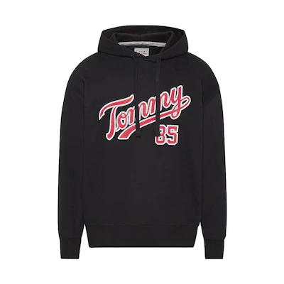 Tommy Hilfiger FW22 Letter Print Pullover Hoodie Black - Long Sleeve DM0DM15711-BDS