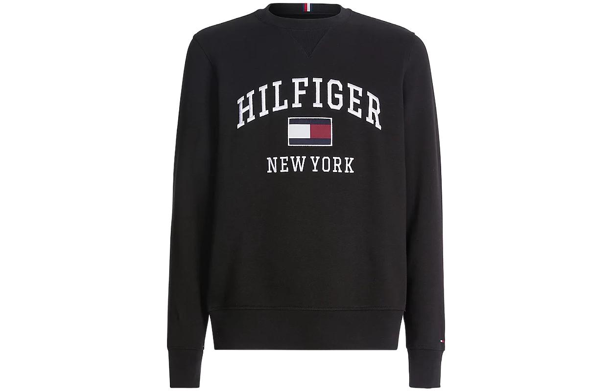 Tommy Hilfiger FW22 Logo Embroidered Crewneck Sweatshirt Black MW0MW28755-BDS