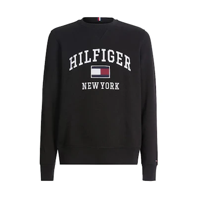 Tommy Hilfiger FW22 Logo Embroidered Crewneck Sweatshirt Black MW0MW28755-BDS