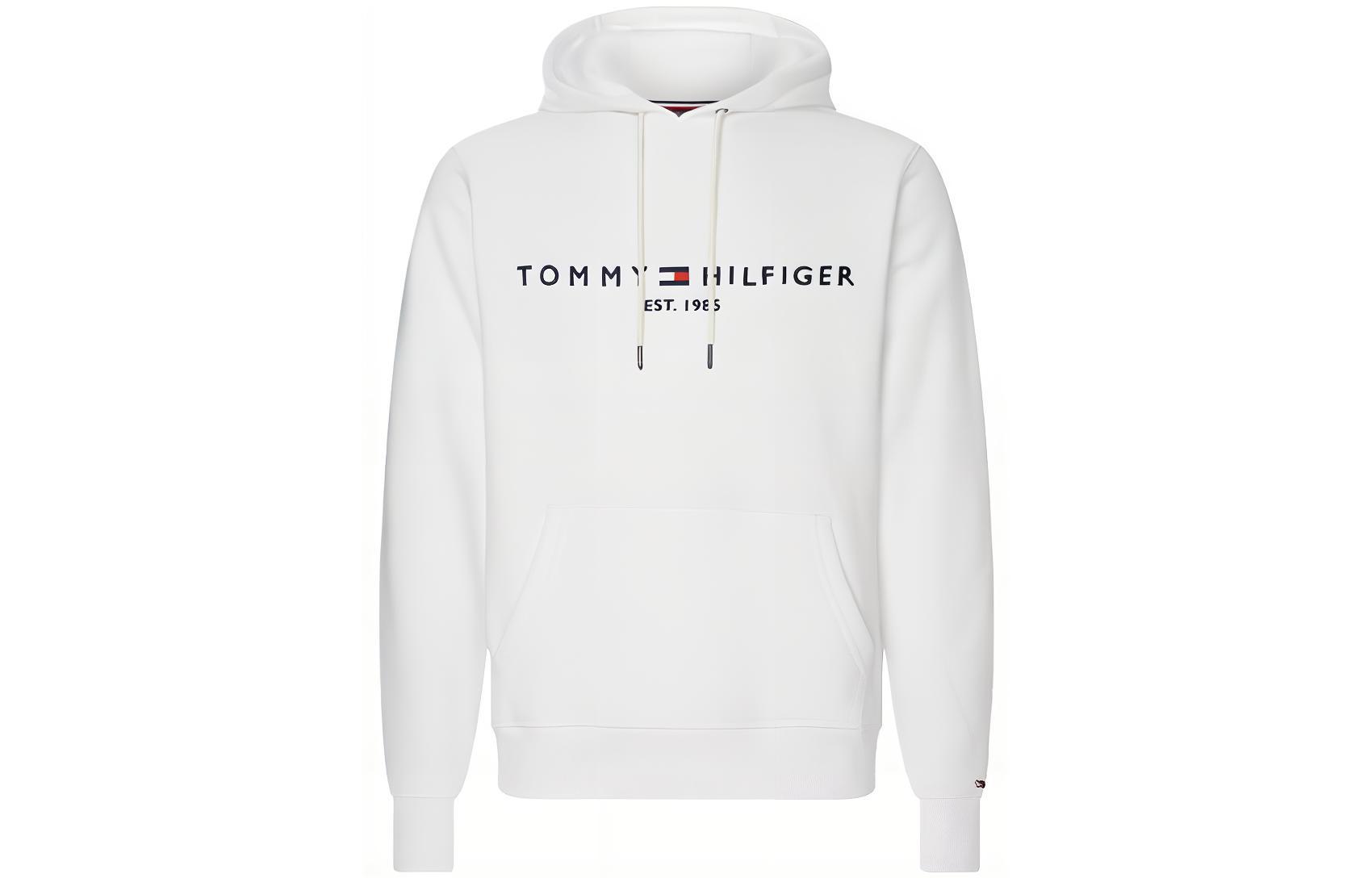 Tommy Hilfiger FW22 Logo Embroidered Drawstring Hoodie White MW0MW11599-YBR