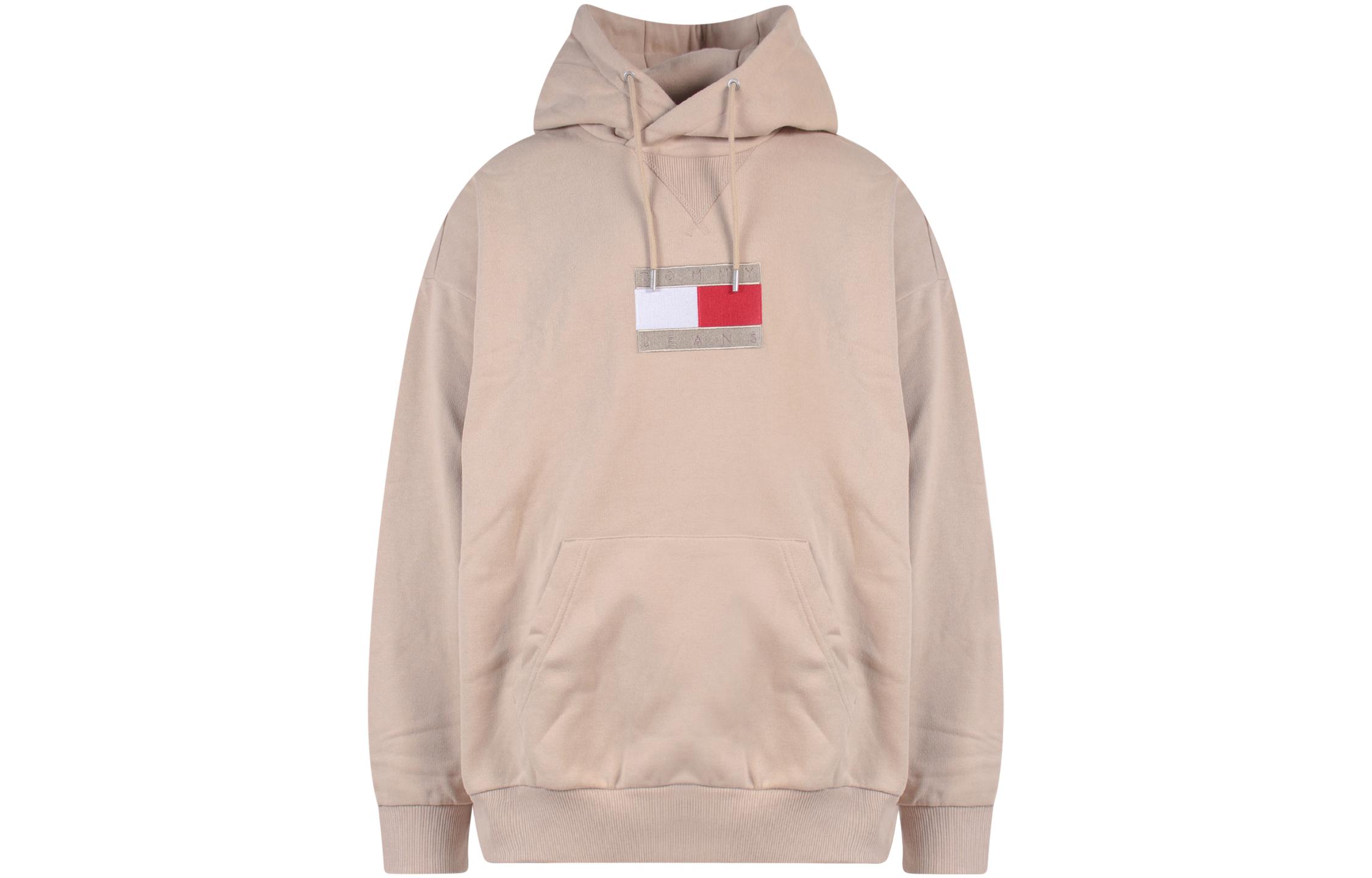 Tommy Hilfiger FW22 Logo Embroidered Drawstring Hoodie Unisex Beige DM0DM15163-ACC