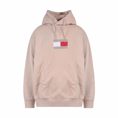Tommy Hilfiger FW22 Logo Embroidered Drawstring Hoodie Unisex Beige DM0DM15163-ACC