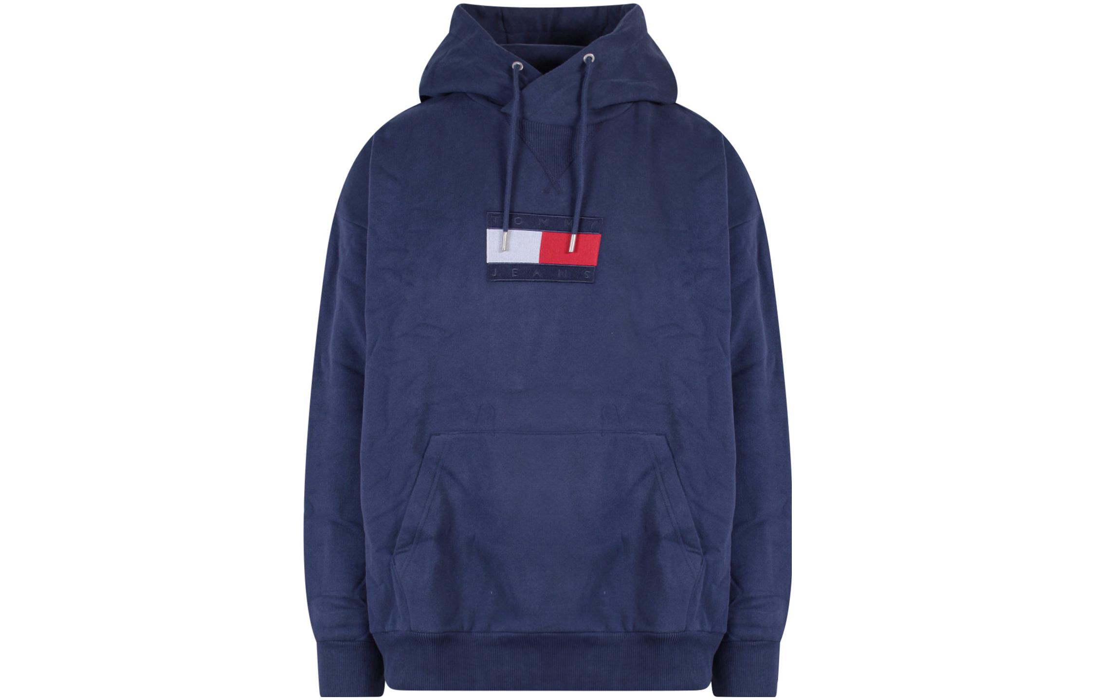 Tommy Hilfiger FW22 Logo Embroidered Drawstring Hoodie Unisex Navy Blue DM0DM15163-DY4