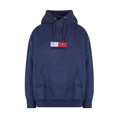 Tommy Hilfiger FW22 Logo Embroidered Drawstring Hoodie Unisex Navy Blue DM0DM15163-DY4