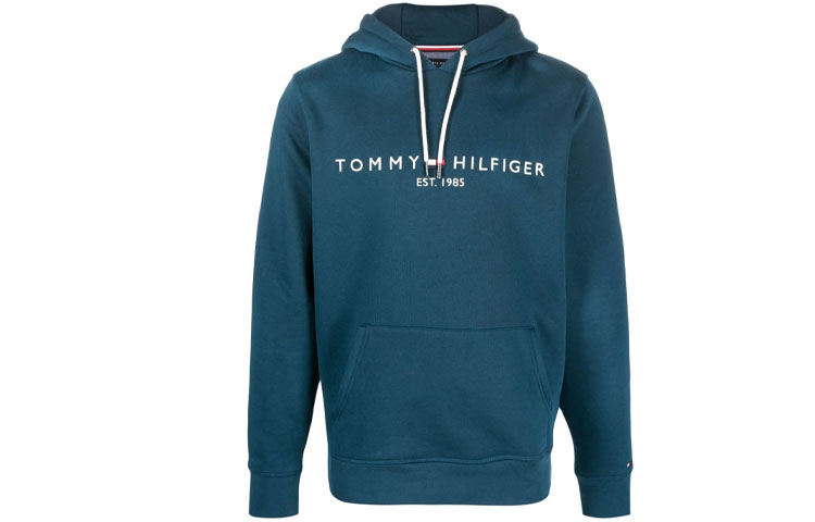 Tommy Hilfiger FW22 Logo Embroidered Drawstring Hoodie Blue MW0MW11599DA3
