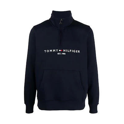 Tommy Hilfiger FW22 Logo Embroidered Half-Zip Stand Collar Sweatshirt Navy MW0MW20954-DW5
