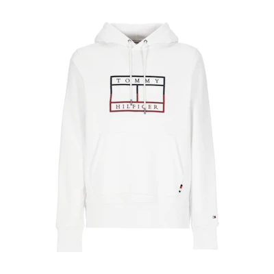 Tommy Hilfiger FW22 Logo Embroidered Hoodie Unisex White MW0MW25600YBR