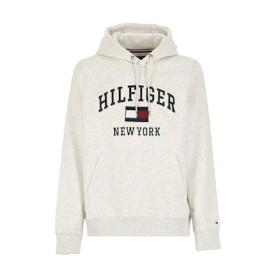 Tommy Hilfiger FW22 Logo Print Drawstring Hoodie Grey MW0MW28173HGF