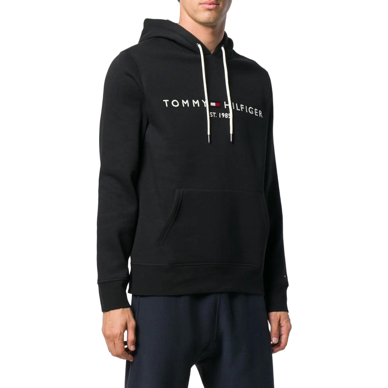Shop Tommy Hilfiger FW22 Hoodie Logo Print Hitam Pullover. MW0MW10752-BAS