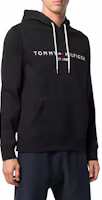 Shop Tommy Hilfiger FW22 Logo Print Pullover Hoodie Black MW0MW10752-BAS