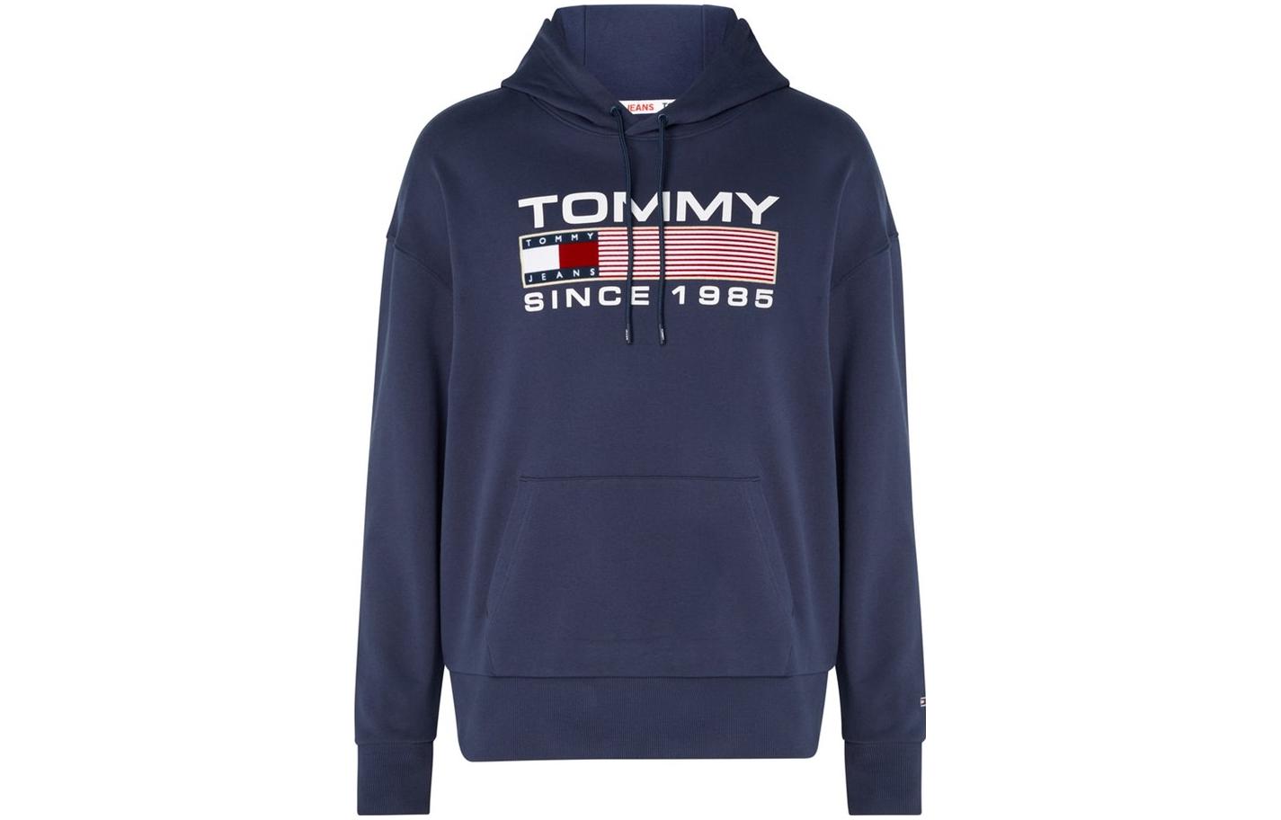 Tommy Hilfiger FW22 Navy Blue Pullover Sweatshirt with Letter Print DM0DM15009-C87