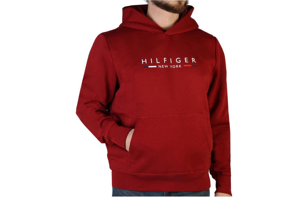Tommy Hilfiger FW22 Red Christmas Letter Print Hoodie Classic Style MW0MW29301-XIT