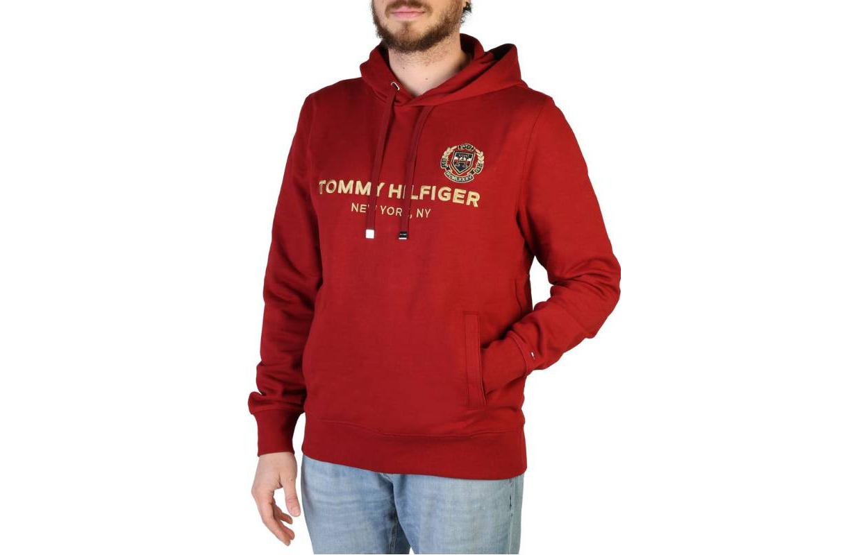 Tommy Hilfiger FW22 Red Pullover Sweatshirt with Letter Logo Print MW0MW29721-XIT