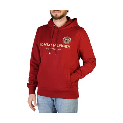 Tommy Hilfiger FW22 Red Pullover Sweatshirt with Letter Logo Print MW0MW29721-XIT