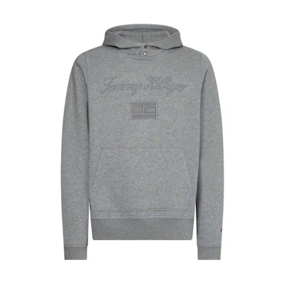 Tommy Hilfiger FW22 Solid Color Embroidered Hoodie Men’s Grey MW0MW27901ZN2