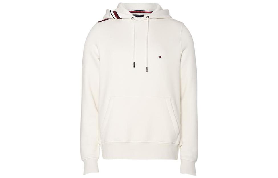Tommy Hilfiger FW22 Solid Embroidered Drawstring Hoodie White MW0MW28183-YBI